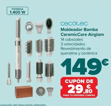 Oferta de Cecotec - Moldeador Bamba CeramicCare Airglam por 149€ en Carrefour