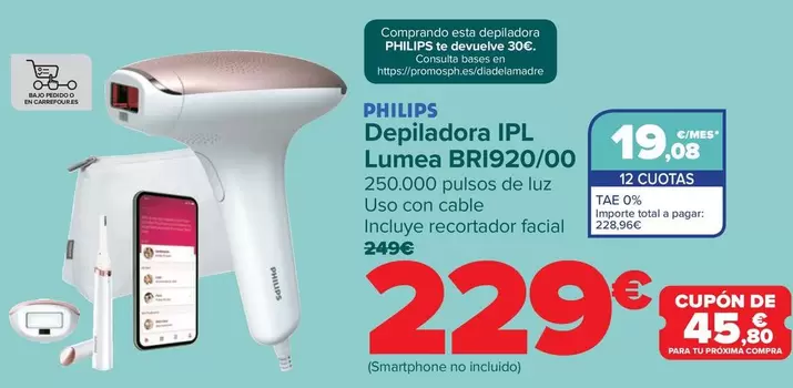 Oferta de Philips - Depiladora Ipl Lumea BRI920/00 por 229€ en Carrefour