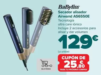 Oferta de Babyliss - Secador Alisador Airwand AS6550E por 129€ en Carrefour