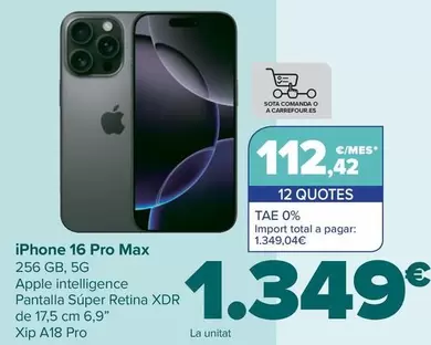 Oferta de Apple - Iphone 16 Pro Max por 1349€ en Carrefour