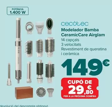 Oferta de Cecotec - Moldeador Bamba CeramicCare Airglam por 149€ en Carrefour