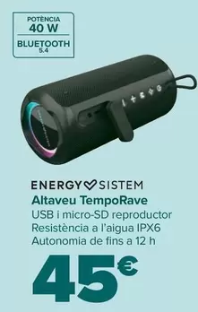 Oferta de Energy Sistem - Altavoz Temporave por 45€ en Carrefour