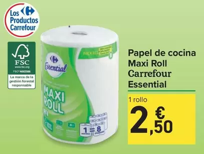 Oferta de Carrefour - Papel De Cocina Maxi Roll Essential por 2,5€ en Carrefour Express