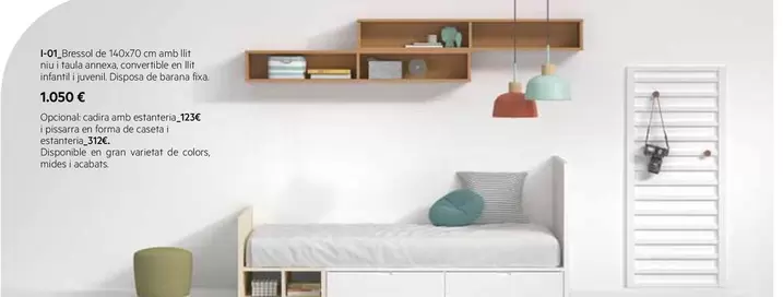 Oferta de Bressol De 140x70 Cm Amb Llit Niu I Taula Annexa, Convertible En Llit Infantil I Juvenil. Disposa De Barana Fixa. por 1050€ en MacMobles
