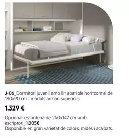 Oferta de J-06 Dormitori Juvenil Amb Llit Abatible Horizontal De 190x90 Cm I Moduls Armari Superiors por 1329€ en MacMobles