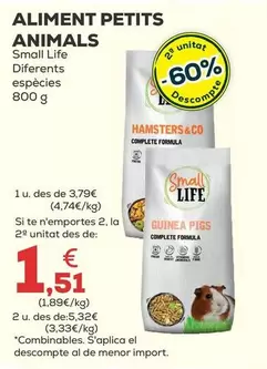 Oferta de Small Life - Alimento Pequenos Animales por 3,79€ en Kiwoko