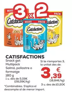 Oferta de Catisfactions - Snack Gato Multipack Salmon Pollo O Queso por 5,09€ en Kiwoko