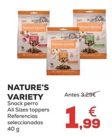 Oferta de Nature's Variety - Snack Perro All Sizes Toppers por 1,99€ en Kiwoko
