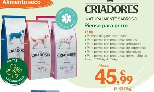 Oferta de Criadores - Pinso Per A Gos por 45,99€ en Tiendanimal