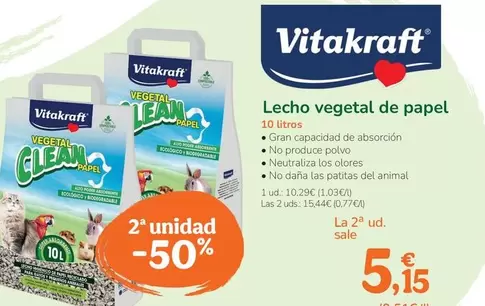 Oferta de Vitakraft - Llit Vegetal De Paper por 10,29€ en Tiendanimal