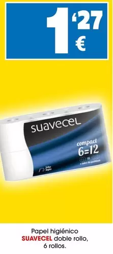 Oferta de Suavecel -  Papel Higienico Doble Rollo por 1,27€ en Top Cash