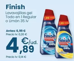 Oferta de Finish - Lavavajillas Gel Todo En 1 Regular O Limon por 4,89€ en Clarel