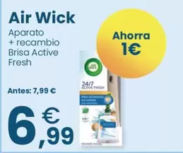 Oferta de Air Wick - Aparato + Recambio Brisa Active Fresh por 6,99€ en Clarel