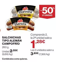 Oferta de Campofrío - Salchichas Tipo Aleman por 2,55€ en Supercor