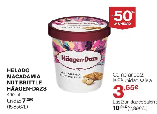 Oferta de Häagen-Dazs - Helado Macadamia Nut Brittle por 7,29€ en Supercor