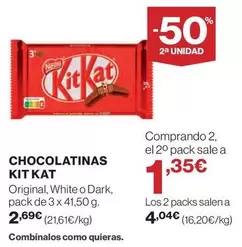 Oferta de Nestlé - Chocolatinas Kit Kat por 2,69€ en Supercor
