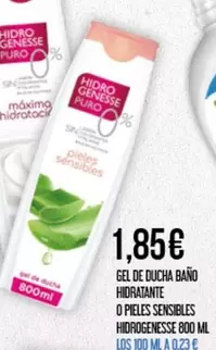 Oferta de Puro - Gel De Ducha Bano Hidratante O Peleles Sensibles Hidrogenesse por 1,85€ en Claudio