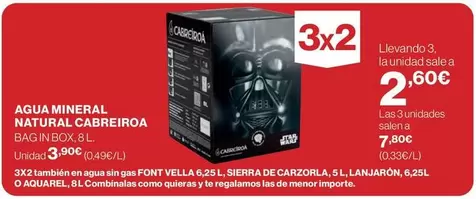 Oferta de Cabreiroa - Agua Mineral Natural por 3,9€ en El Corte Inglés