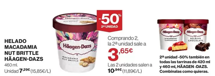 Oferta de Häagen-Dazs - Helado Macadamia Nut Batible por 7,29€ en El Corte Inglés