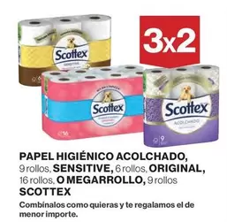 Oferta de Scottex - Papel Higiénico Acolchado, 9 Rollos, Original, O Megarrollo en El Corte Inglés