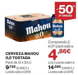 Oferta de Mahou - Cerveza 0,0 Tostada por 9,72€ en El Corte Inglés