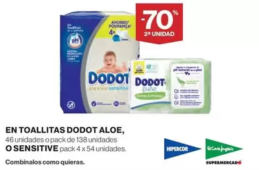 Oferta de Dodot - En Toallitas  Aloe, O Sensitive en El Corte Inglés