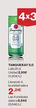 Oferta de Tanqueray - 0.0 por 2,95€ en El Corte Inglés