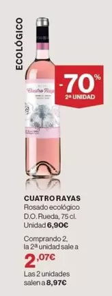 Oferta de Cuatro Rayas - Rosado Ecológico D.o. Rueda por 6,9€ en El Corte Inglés