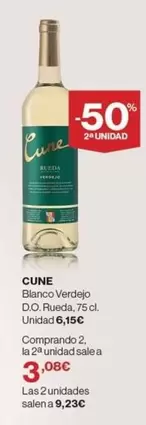 Oferta de Cune - Blanco Verdejo D.o. Rueda por 6,15€ en El Corte Inglés