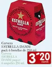 Oferta de Estrella Damm - Cerveza Pack 6 Botellas De 250 Ml por 3,2€ en Supermercados Bip Bip