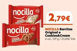 Oferta de Nocilla - Barritas Original O Cookies&Cream por 2,79€ en Masymas