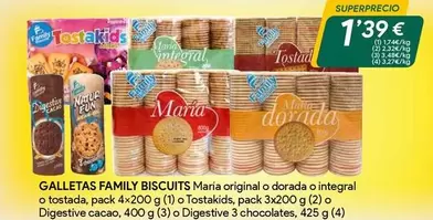 Oferta de Family Biscuits - Galletas Maria Original O Dorada O Integral O Tostada por 1,39€ en Masymas
