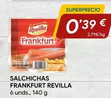 Oferta de Revilla - Salchichas Frankfurt por 0,39€ en minymas