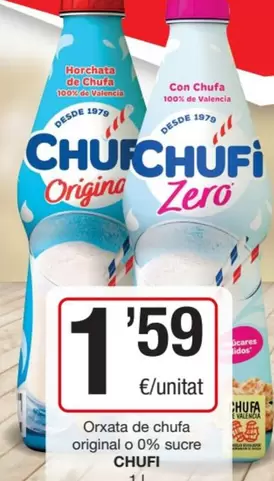 Oferta de Chufi - Orxata De Chufa Original O 0% Sucre por 1,59€ en SPAR Fragadis