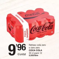 Oferta de Coca-Cola - Refresc Cola Zero O Zero Zero por 9,96€ en SPAR Fragadis