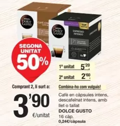 Oferta de Dolce Gusto - Cafe En Capsules Intens Descafeinat Intens Amb Lilet O Tallat por 5,2€ en SPAR Fragadis