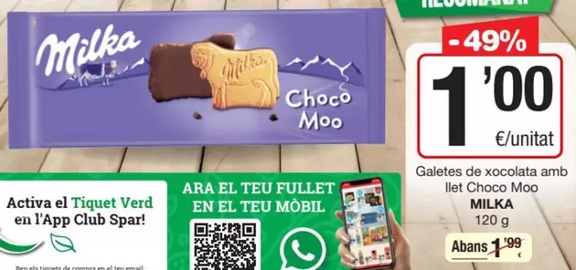 Oferta de Milka - Galetes De Xocolata Amb Llet Choco Moo por 1€ en SPAR Fragadis