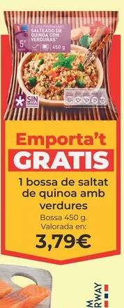 Oferta de 1 Bossa De Salta De Quinoa Amb Verdures por 3,79€ en La Sirena