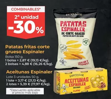 Oferta de Espinaler - Patatas Fritas Corte Grueso por 2,87€ en La Sirena