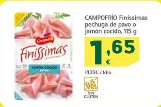 Oferta de Campofrío - Finissimas Pechuga De Pavo O Jamon Cocido por 1,65€ en HiperDino