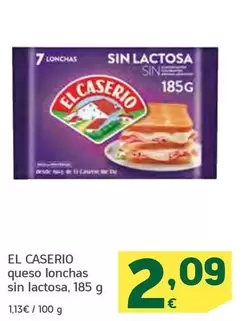 Oferta de El Caserío - Queso Lonchas Sin Lactosa por 2,09€ en HiperDino