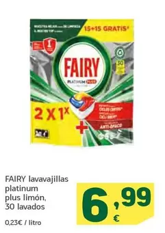 Oferta de Fairy - Lavavajillas Platinum Plus Limon por 6,99€ en HiperDino