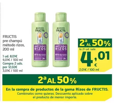Oferta de Fructis - Pre Champu Método Rizos por 8,01€ en HiperDino