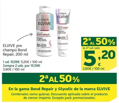 Oferta de L'Oréal - Elvive Pre Champu Bond Repair por 10,39€ en HiperDino