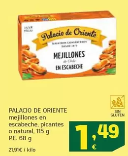 Oferta de Palacio De Oriente - Mejillones En Escabeche por 1,49€ en HiperDino