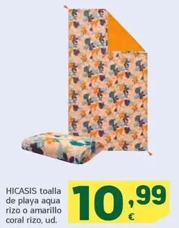 Oferta de Hicasis - Toalla De Playa Aqua Rizo O Amarillo Coral Rizo por 10,99€ en HiperDino