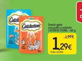 Oferta de Catisfactions - Snack Gato Con Pollo O Salmon por 1,29€ en Dialprix