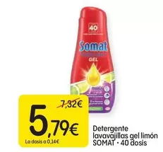 Oferta de Somat - Detergente Lavavajillas Gel Limon por 5,79€ en Dialprix