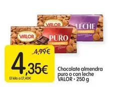 Oferta de Valor - Chocolate Almendra Puro O Con Leche por 4,35€ en Dialprix