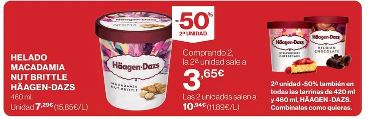 Oferta de Häagen-Dazs - Helado Macadamia Nut Brittle por 7,49€ en Hipercor